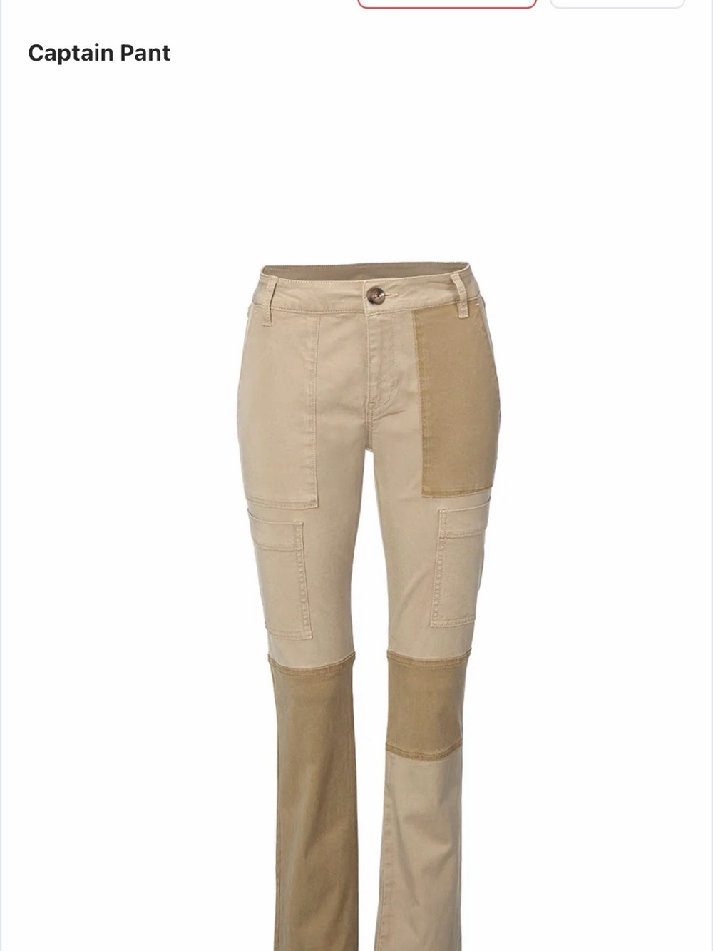CAbi Women's Cargo Patchwork Pants in Olive and Tan
